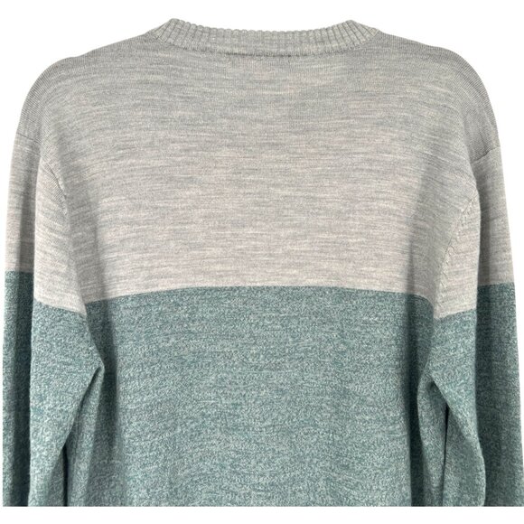 Smartwool Mens Merino Wool Crew Neck Colorblock Sweater Gray Teal Size Large - Picture 5 of 11